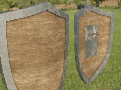 lowpoly shield two metal shields Low-poly 3D model