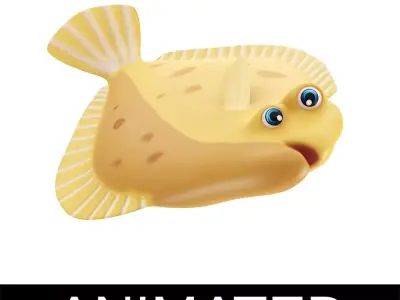 Common Dab Animated Fish  Low-poly 3D model