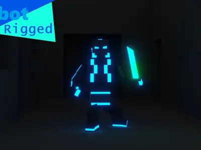 Blue Robot Rig 3D model