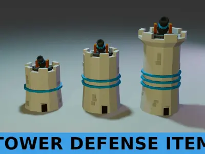 Tower cannon Low-poly 3D model