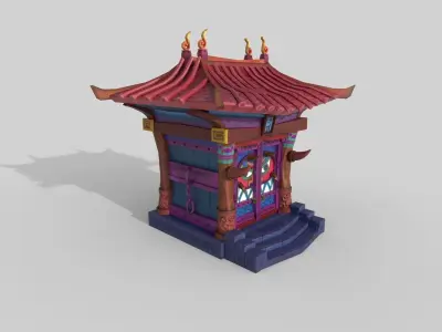 Japanese Temple Low-poly 3D model get