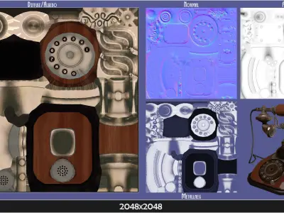 Antique Vintage Retro Phone Low-poly 3D model