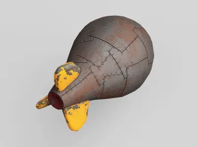 Nuclear Atom Bomb in Steampunk Style Low-poly 3D model