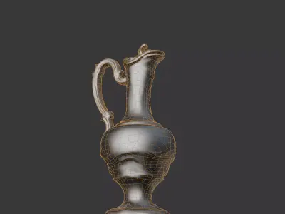 Antique Ornamental Bronze Pitcher  Game Ready PBR 3D Model 3D model