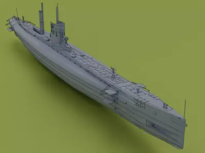 SMS U9 U-boat Low-poly 3D model