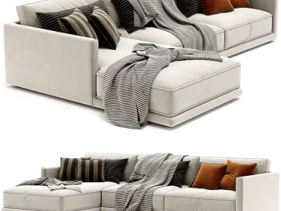 Braxton 2 Piece Sectional Cobblestone Jute 3D model