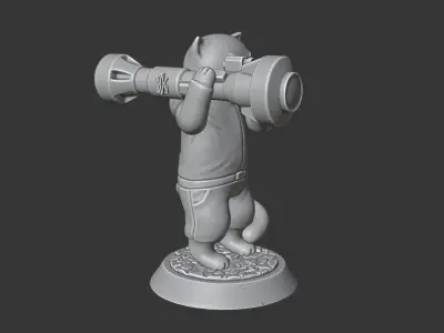 Ukrainian War Cat with NLAW Rocket Launcher ZSU 3D print model
