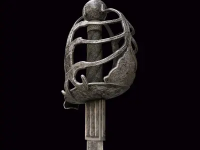 Antique Silver Sword 3D model