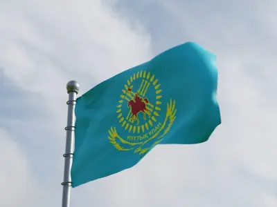 Animated Kazakhstan Flags 3D model