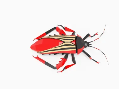 Bug low poly origami Low-poly 3D model