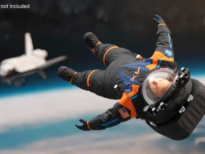 Astronaut Wearing NASA Axiom Spacesuit Rigged 3D model