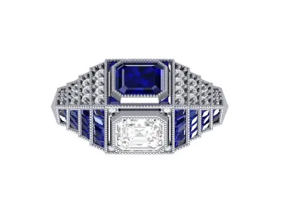 Emerald Art Deco Ring 3D print model