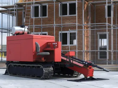 Horizontal Drilling Rig Red 3D model