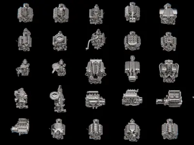 HIGH POLY 3D CAR ENGINE PACK  3D model