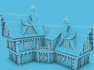 Medieval Building 19 Coaching Inn Low-poly 3D model