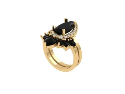 Pear Solitaire Ring Bridal set 3D print model