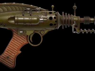 A retro style Raygun - Game ready Low-poly 3D model