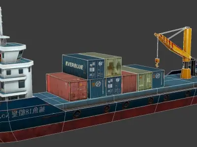 Cargo Ship - low poly Low-poly 3D model