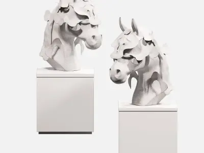 Modern New Chinese Horse Head Abstract Sculpture 3D model