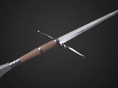 Medieval sword Low-poly 3D model 12