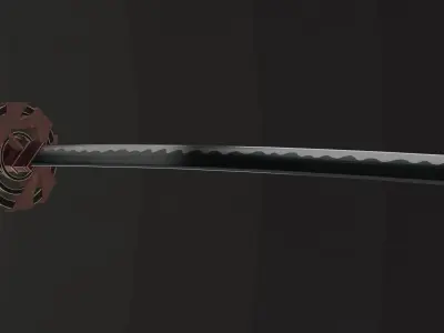 Red Wood Katana Low-poly 3D model