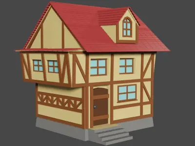 Medieval House Low Poly Low-poly 3D model