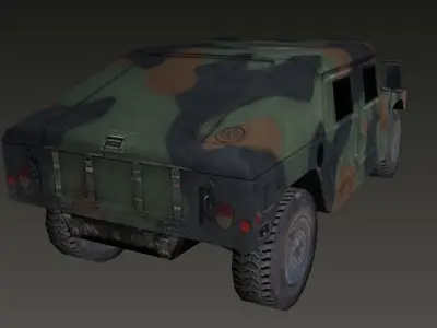 Humvee low-poly 3d model military vehicle in camouflage Low-poly 3D model