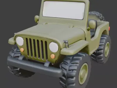 Stylized Chibi Military Jeep  Model Low-poly 3D model