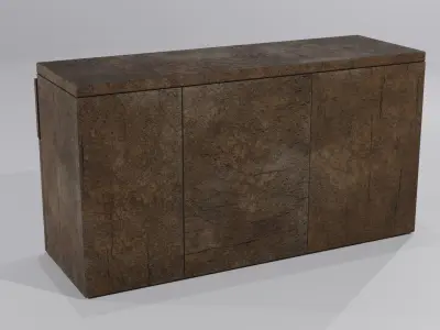 Old Wooden Kitchen Cupboard Low-poly 3D model