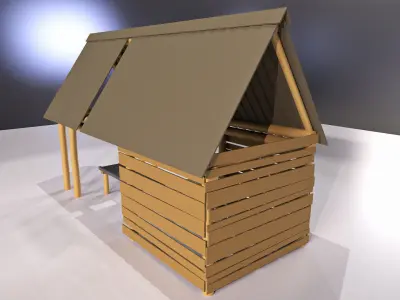 Cartoon-like sawmill Low-poly 3D model