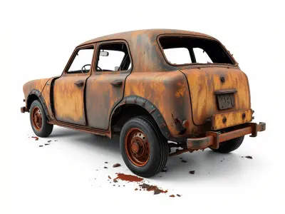 Rusty Burned Vehicle SideView model pack Low-poly 3D model