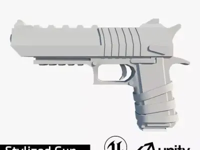 Stylized Gun Free low-poly 3D model
