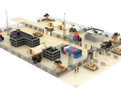 Japan Military Base Low-poly 3D model