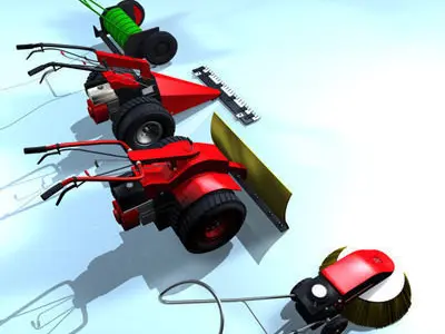mower collection four lawn mowers and snow blower 3D model