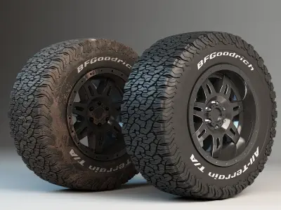 Off Road Tire with Dirt Textures 3D model