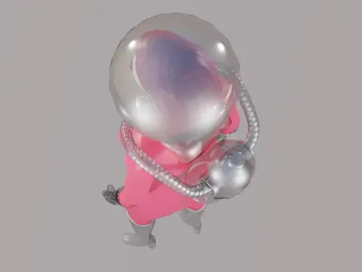 Scifi  Astronaut Girl rigged Animated Game-ready Low-poly 3D model
