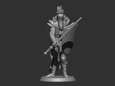 Cursed Knight with sword and shield 3D print model