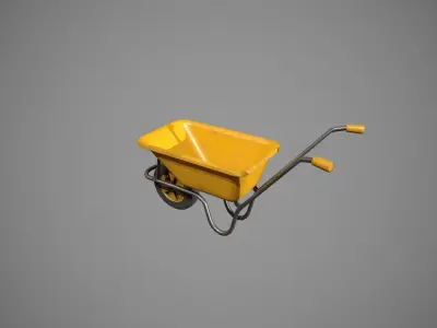 Yellow Wheelbarrow Low-poly 3D model