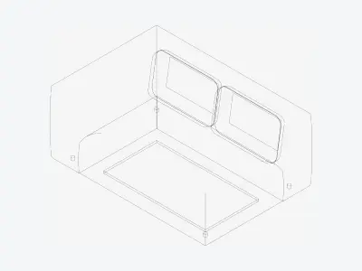 Seat - Sofa - Simplicity - Double - One Arm Low-poly 3D model