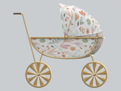 Doll carriage Dolls and their accessories PBR model Low-poly 3D model