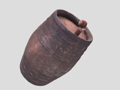 Wooden wine barrel Low-poly 3D model