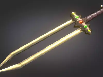 Stylized Medieval Sword melee weapon game ready Low-poly 3D model 5