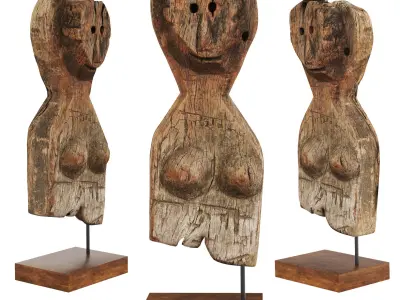 Antique guardian figurine from Nepal 3D model