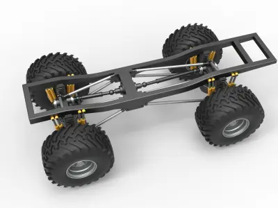 Chassis of vintage Ranger monster truck Scale 1 to 25 3D print model