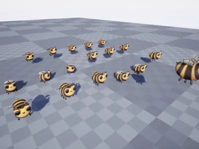 Bee stylized Low-poly 3D model