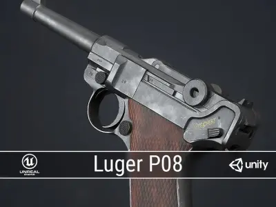 PBR Luger P08 Low-poly 3D model