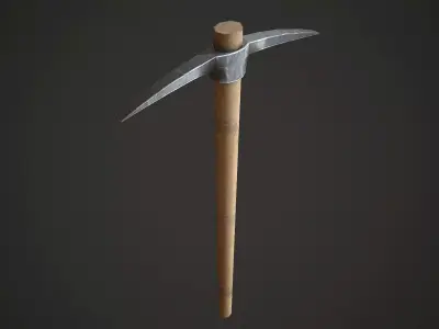 Pickaxe Low Poly wooden hammer Low-poly 3D model