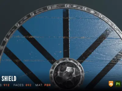 Viking Shield Low-poly 3D model 39