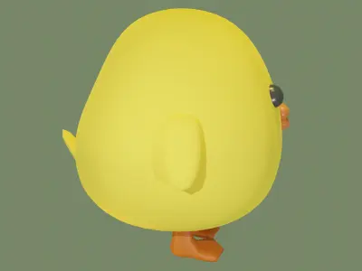 Rigged Duck Cartoon Character Low-poly 3D model