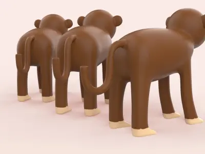 Cartoon Monkey Animal Style Cute Low-poly 3D model